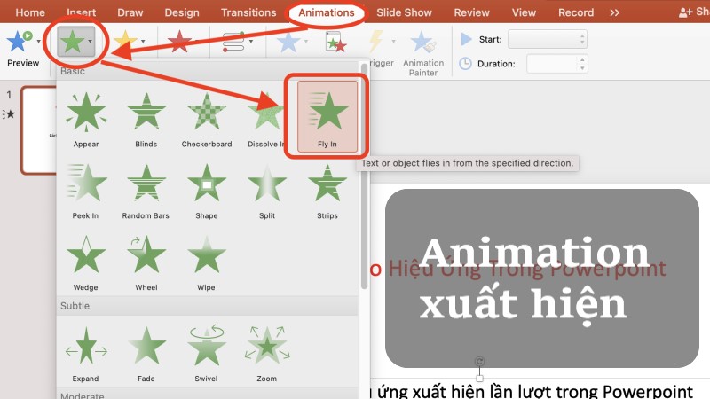 animation trong powerpoint là gì