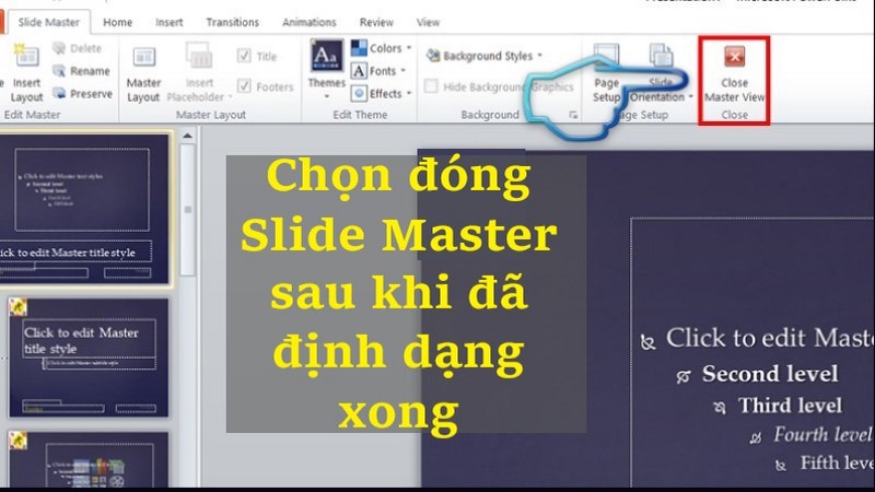 slide master trong powerpoint định dạng