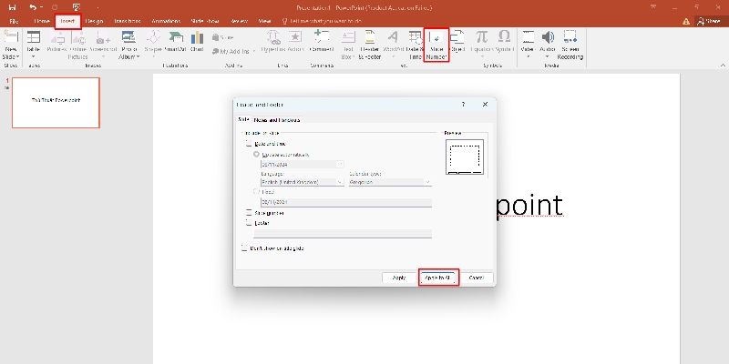 Cách đánh số trang PowerPoint