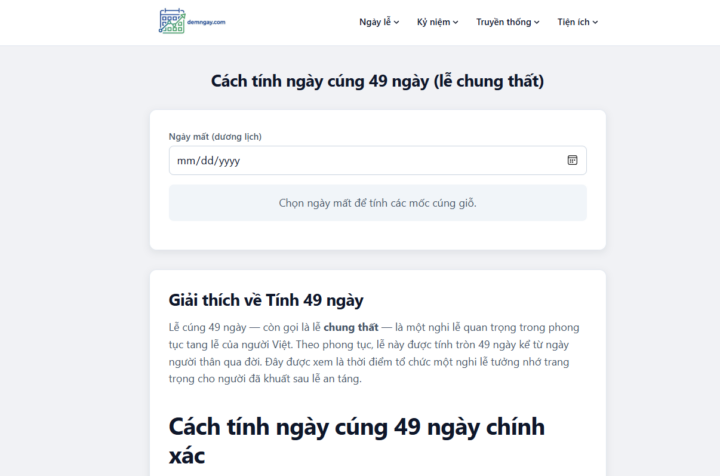 Đếm Ngày Online có các chức năng phù hợp với người Việt Nam