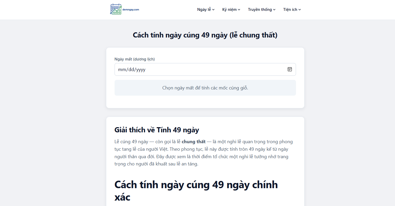 Đếm Ngày Online có các chức năng phù hợp với người Việt Nam