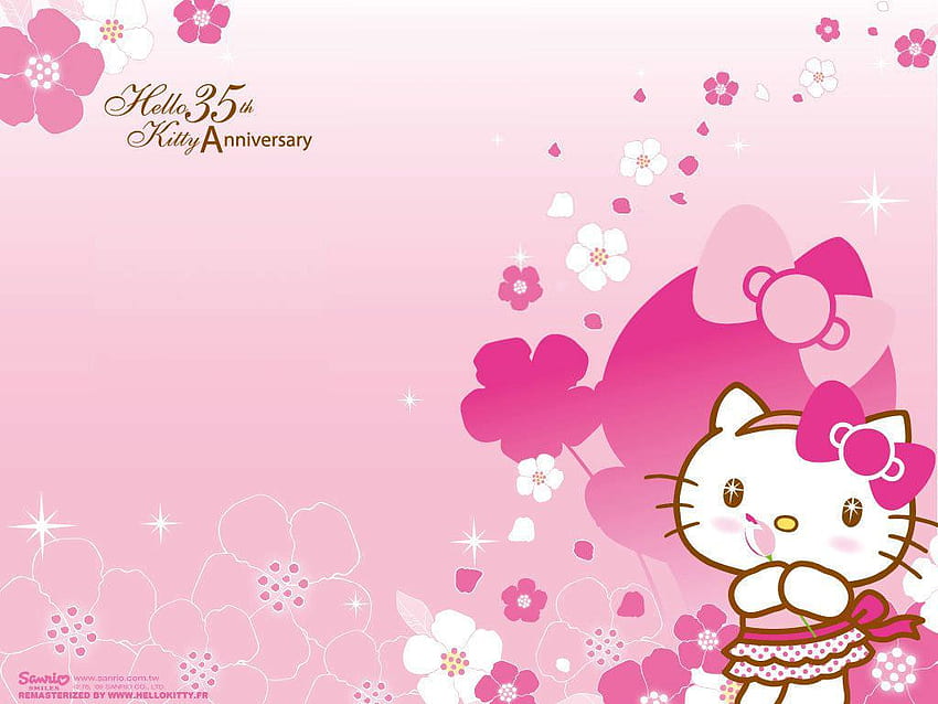 hình nền Powerpoint hello kitty với hoa văn